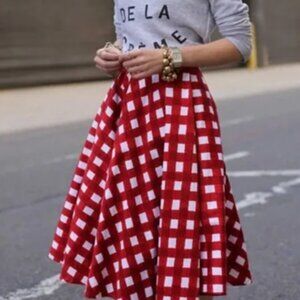 Peony by Samantha Sung for Anthropologie Checked Midi Skirt